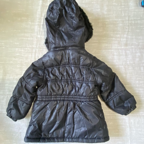 London Fog Girls Black Puffy Hooded Fleece Lined Winter Coat-Sz-3T - Picture 6 of 16